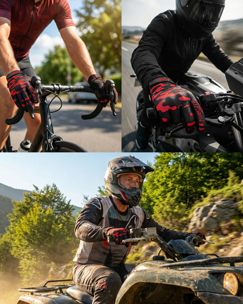 Off-Road Motorcycle Gloves for Men & Women-RED-Dirt Bike