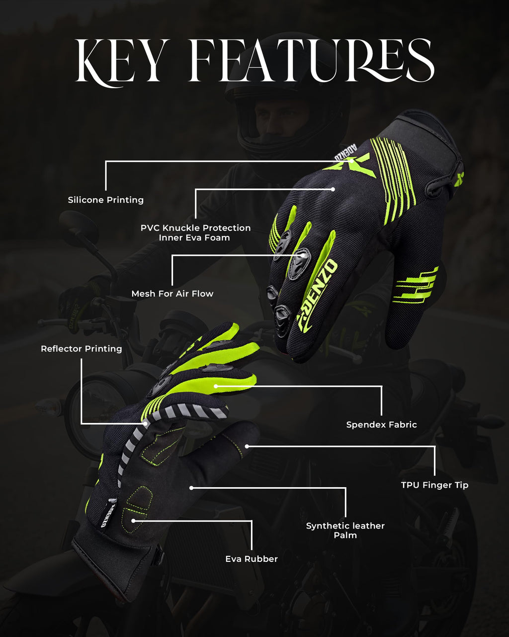 Motorcycle Gloves for Men & Women-Knuckle Protection