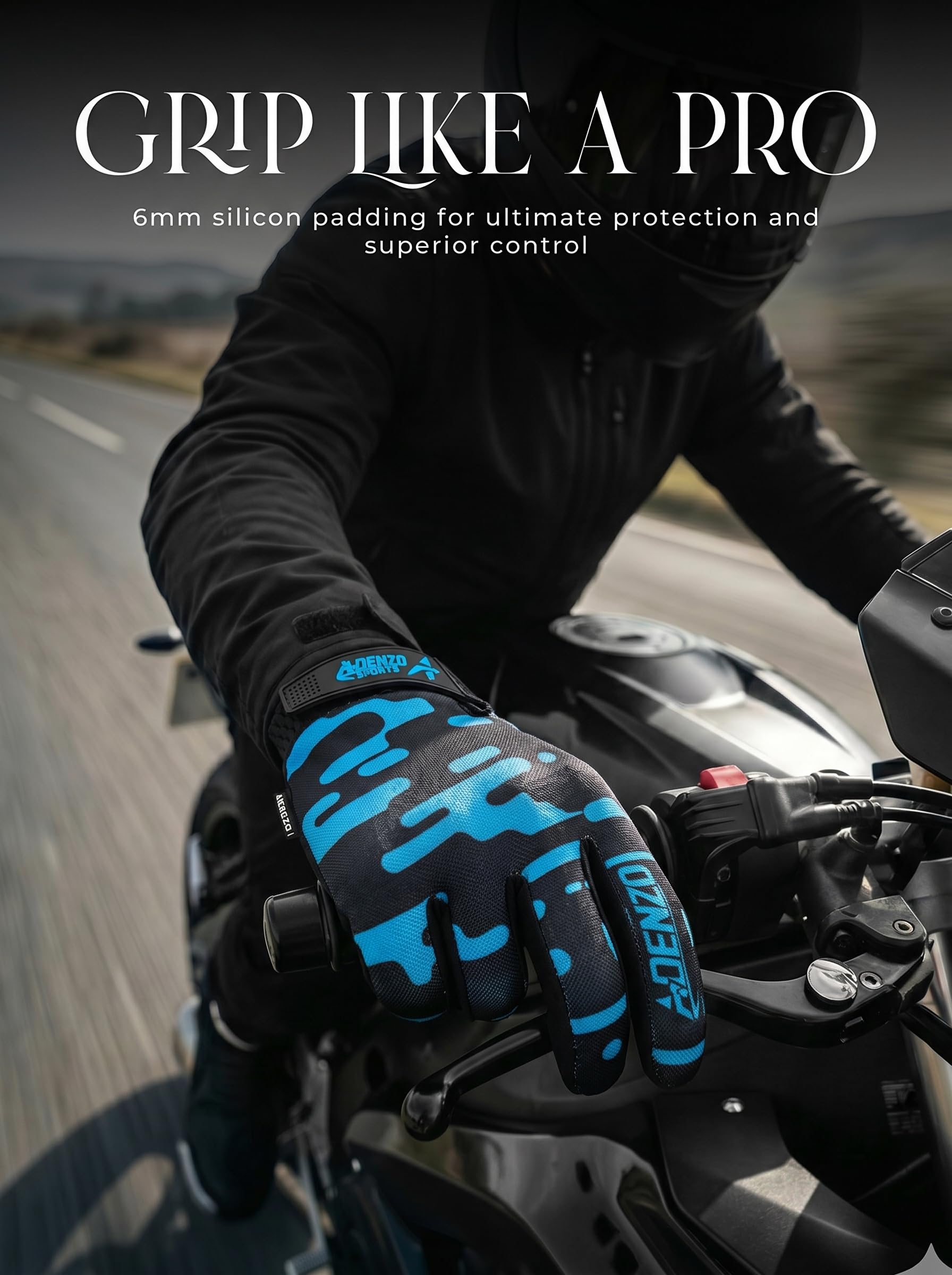 Off-Road Motorcycle Gloves for Men & Women–SKY BLUE-Dirt Bike