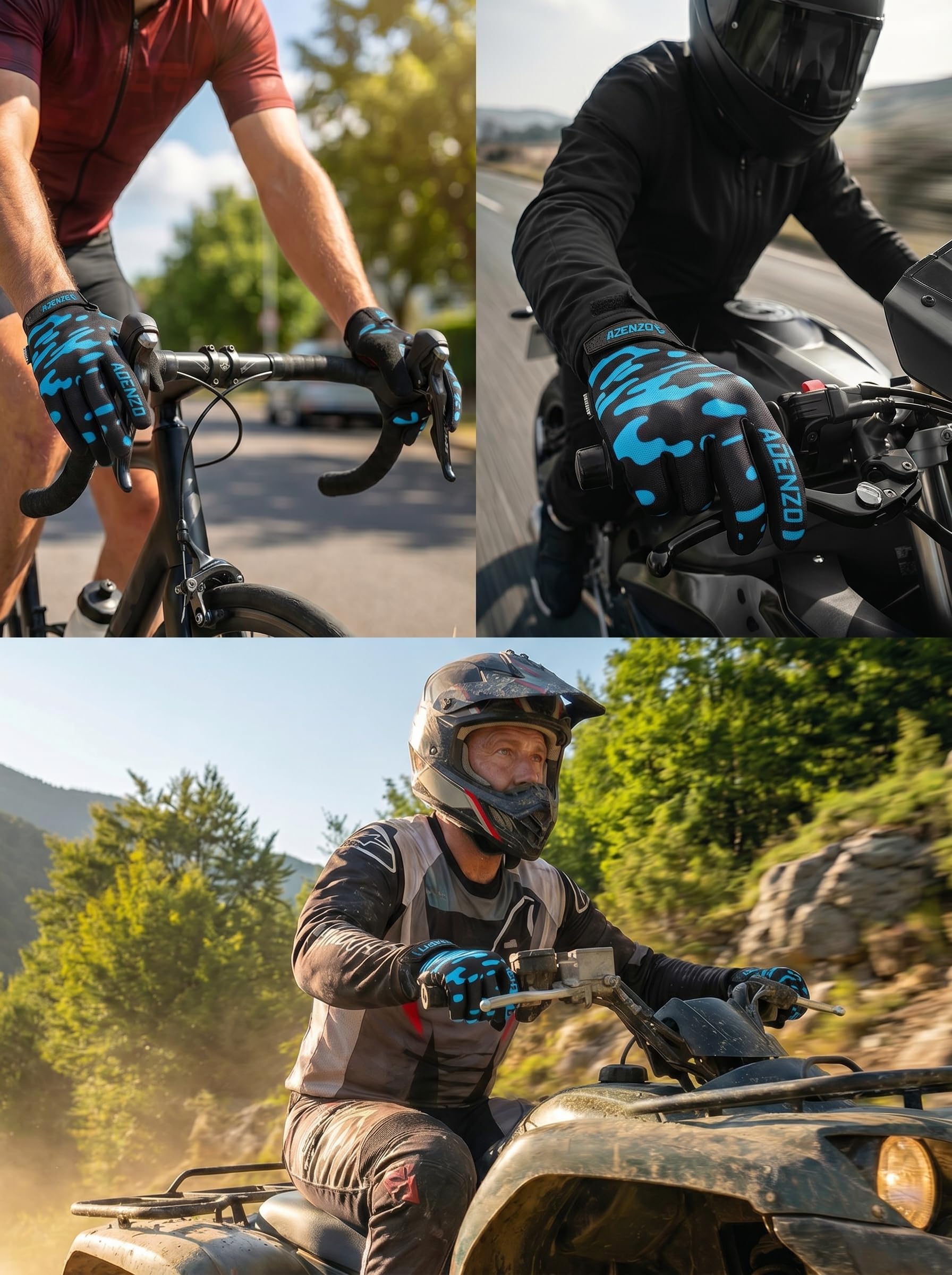 Off-Road Motorcycle Gloves for Men & Women–SKY BLUE-Dirt Bike