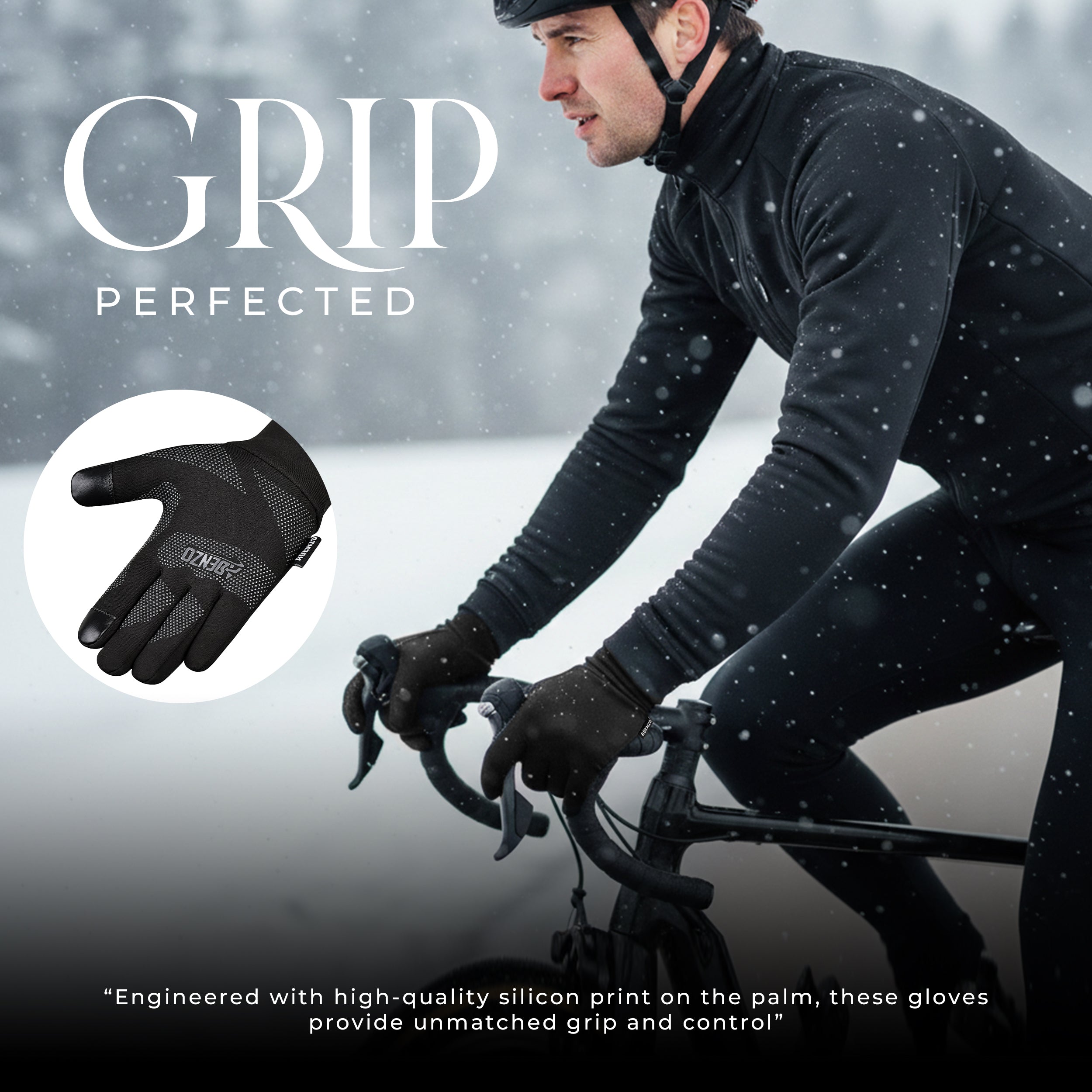 ADENZO Running Gloves for Men & Women-Anti-Slip Sports