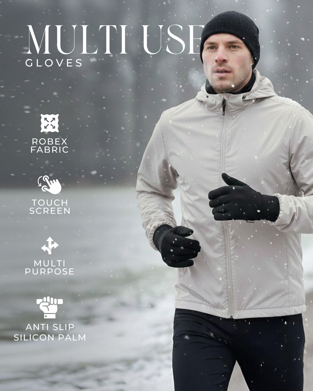 ADENZO Running Gloves for Men & Women-Anti-Slip Sports