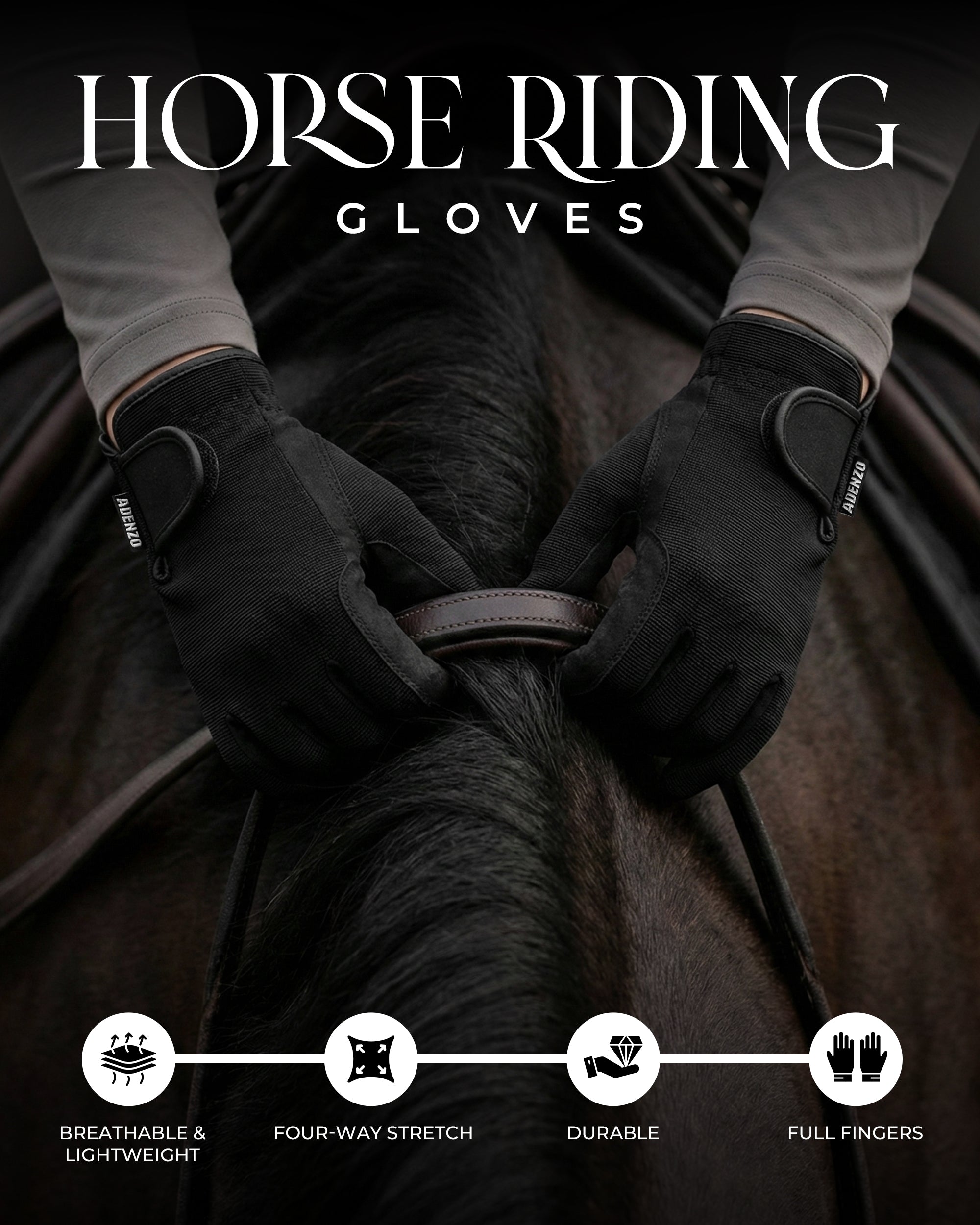 ADENZO Horse Riding Gloves for Men Women & Kids