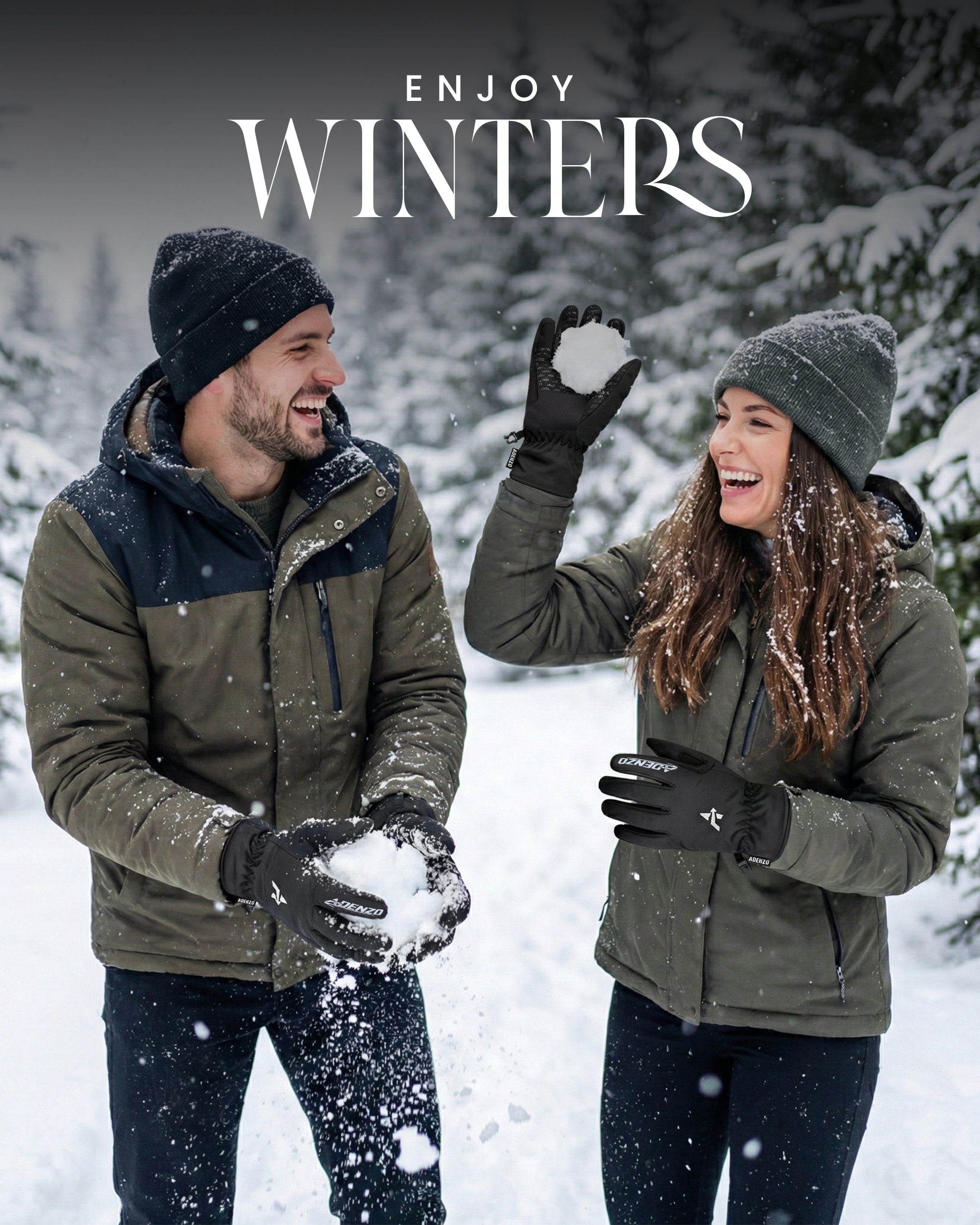 ADENZO SPORTS Winter Waterproof Ski Gloves for Men & Women