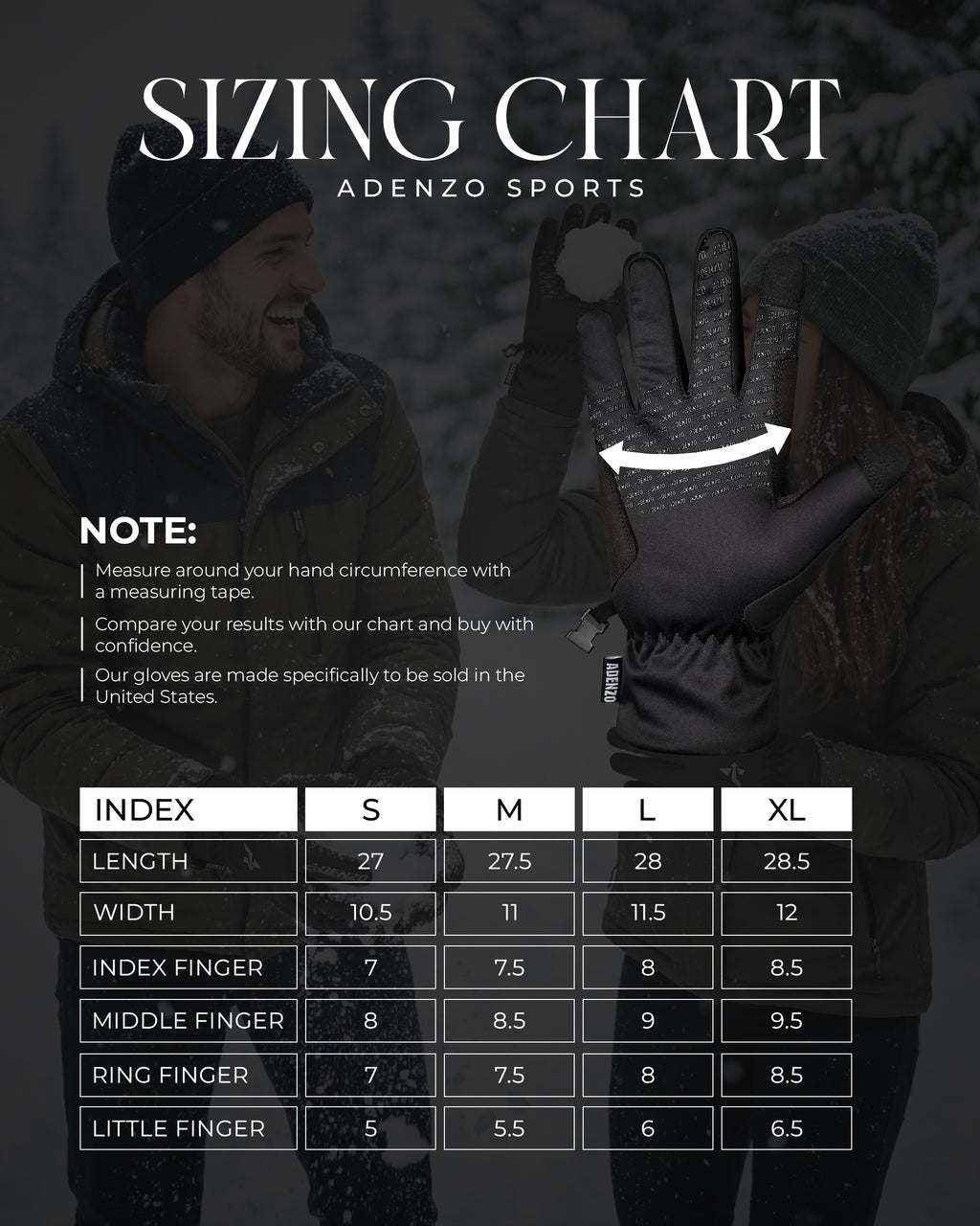 ADENZO SPORTS Winter Waterproof Ski Gloves for Men & Women