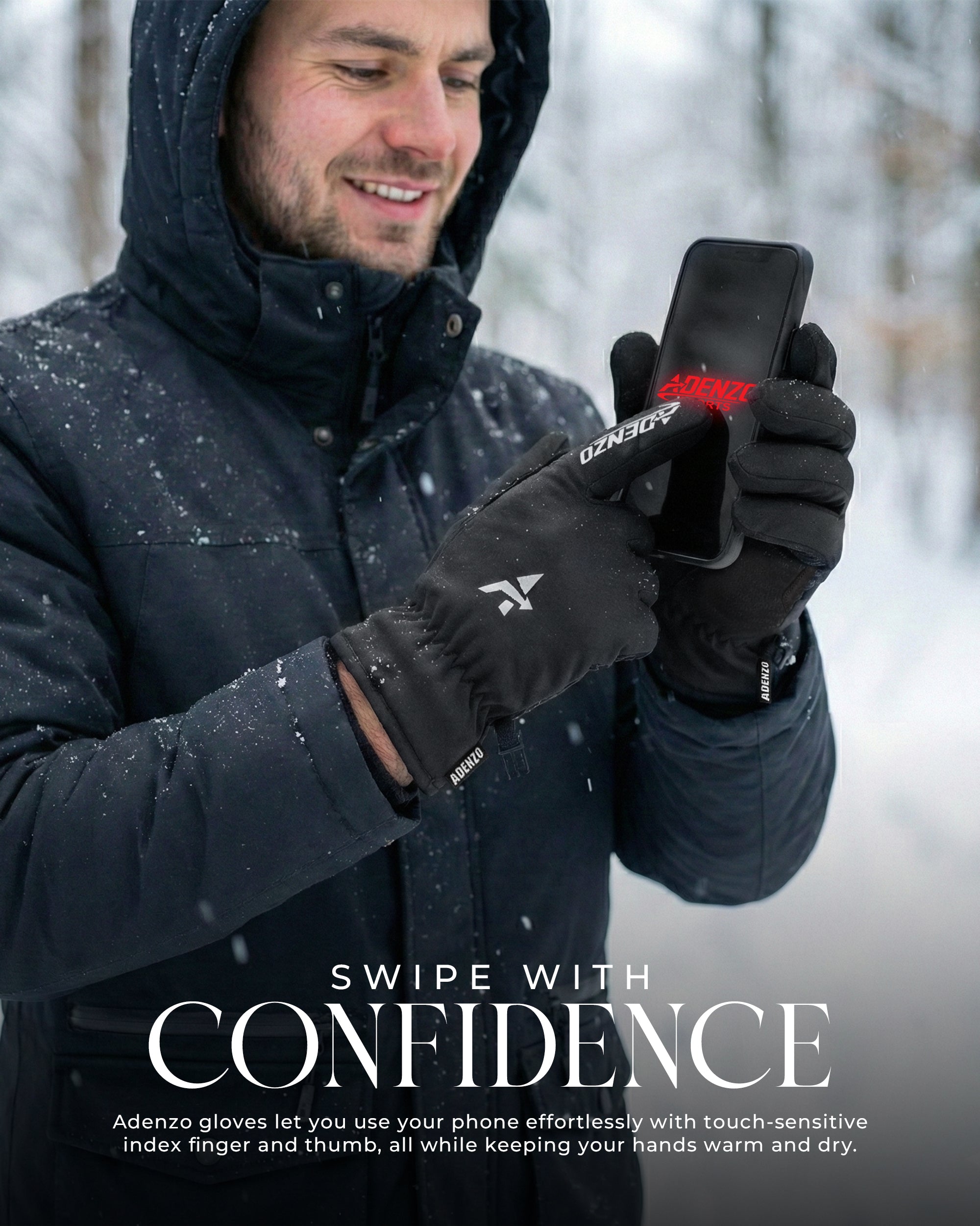 ADENZO SPORTS Winter Waterproof Ski Gloves for Men & Women