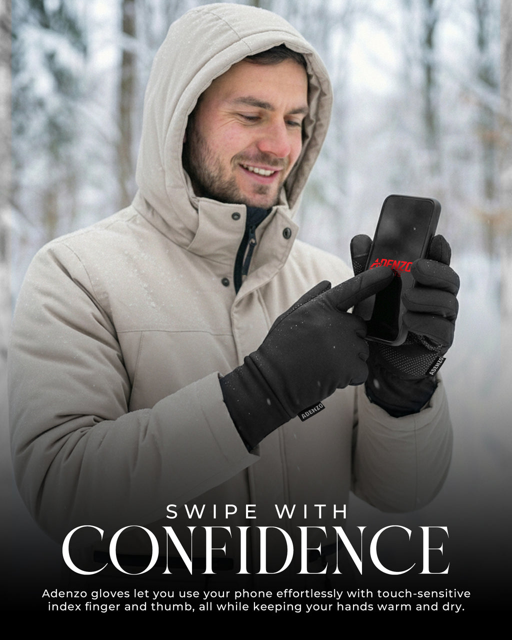 ADENZO Running Gloves for Men & Women-Anti-Slip Sports