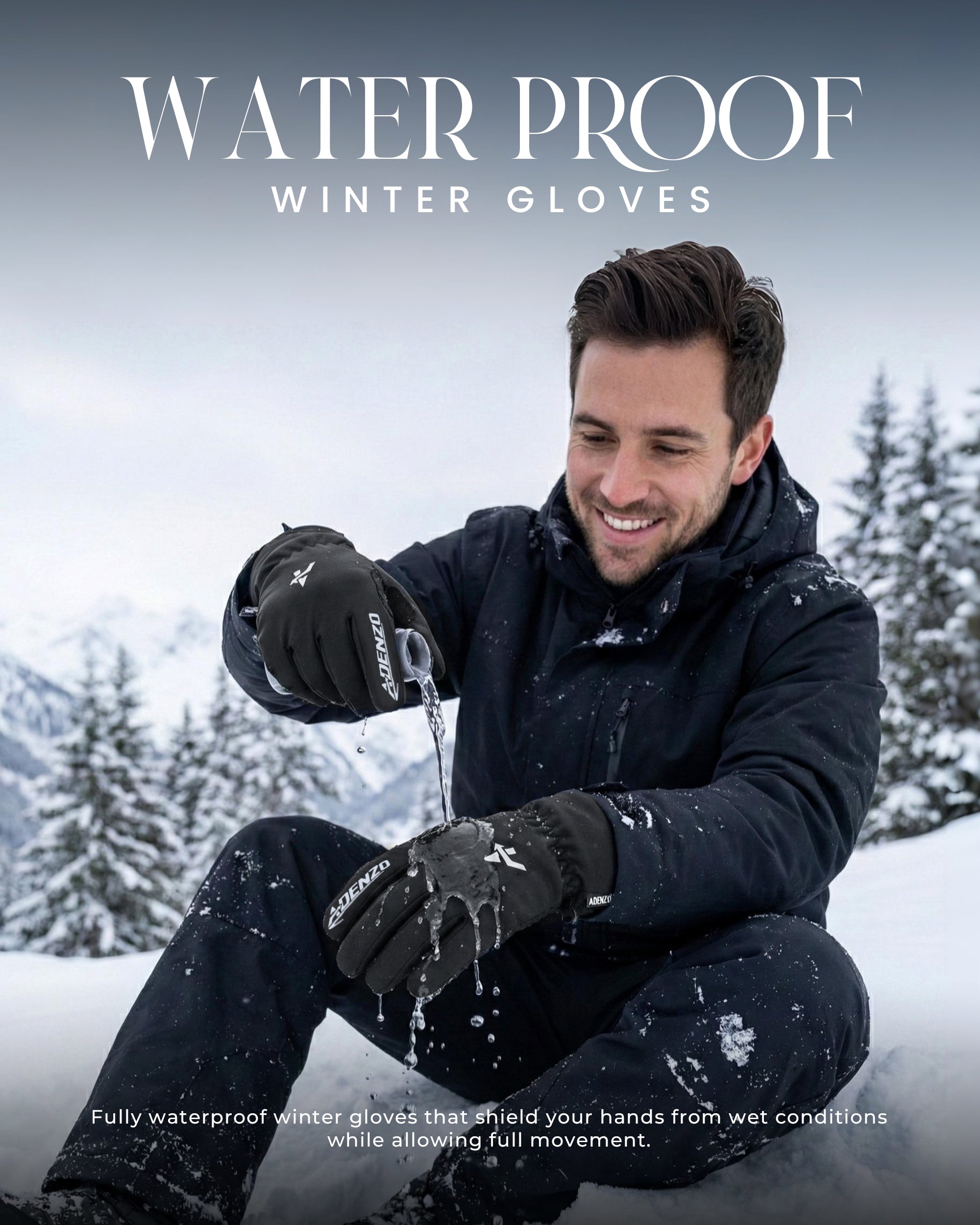 ADENZO SPORTS Winter Waterproof Ski Gloves for Men & Women