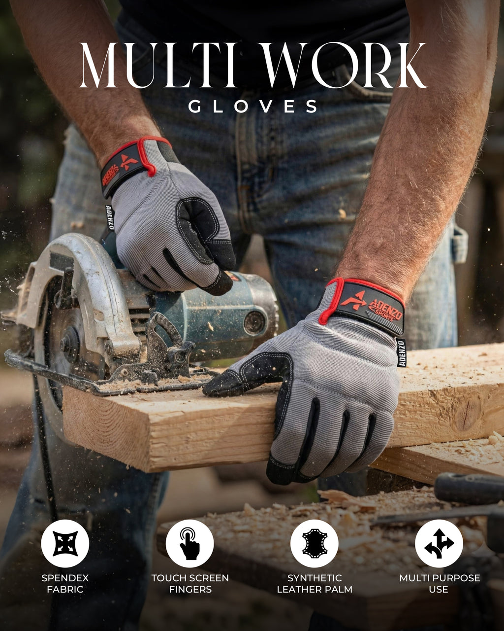 Multi Work Gloves for Men-Touchscreen-Grip for Construction